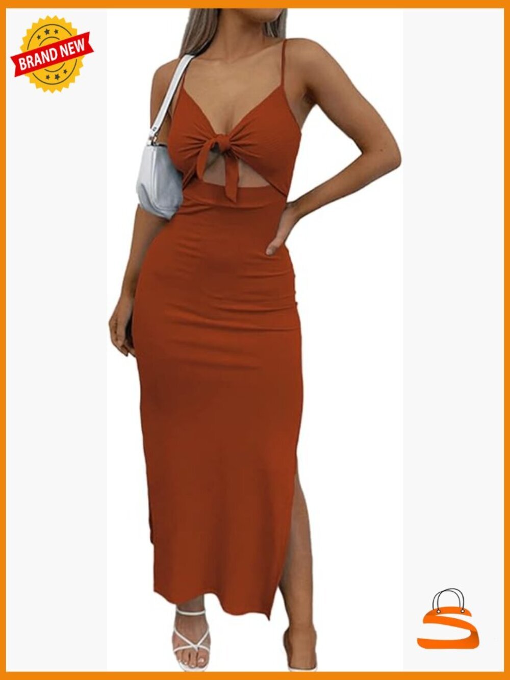 Sleeveless Tie Knot Cut Out Bodycon Maxi Dress Midi Sundress